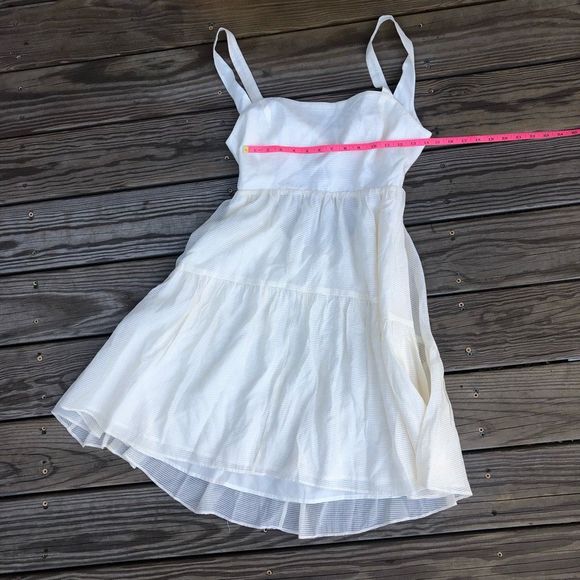 WAYF Tie Back Tiered Mini Dress in Cream Size Large, MSRP $138 - Picture 8 of 9